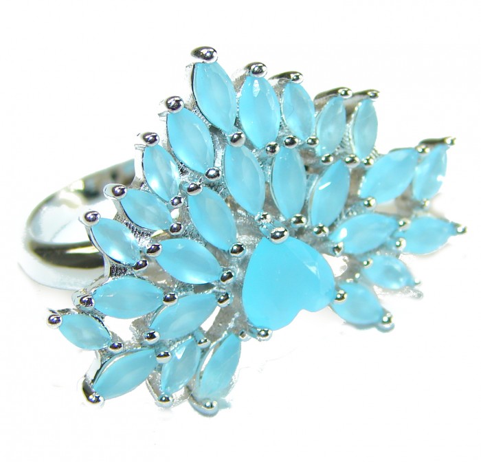 Angel's Heart Aquamarine .925 Sterling Silver handmade Ring size 7 1/2 - photo 2