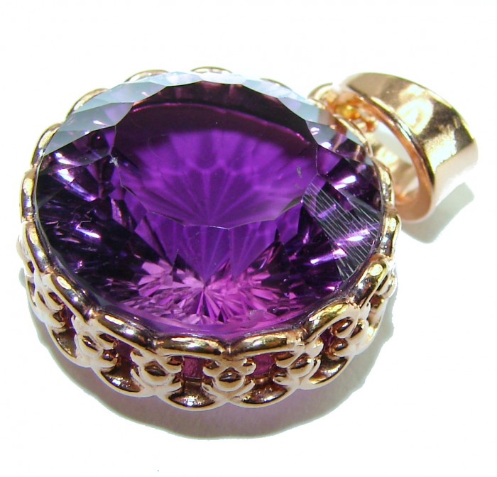 Vintage Design Amethyst 14K Gold over .925 Sterling Silver handcrafted Pendant - photo 3