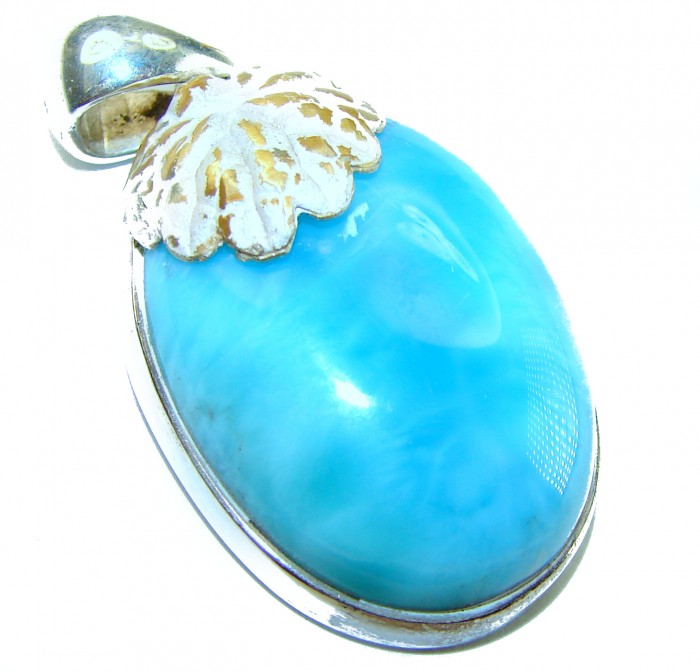 Natural Larimar from Dominican Republic .925 Sterling Silver handcrafted pendant - photo 2