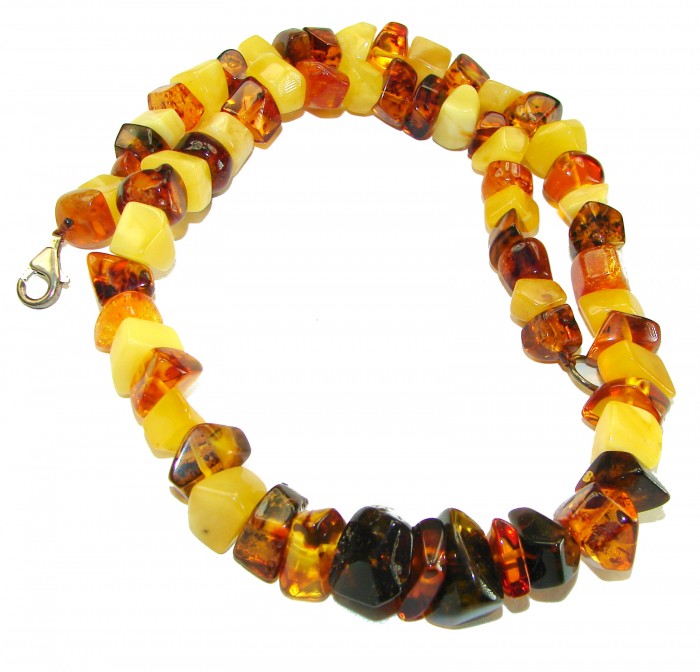 Dazzling vintage natural Baltic Amber butterscotch .925 Sterling Silver handcrafted Large necklace - photo 3
