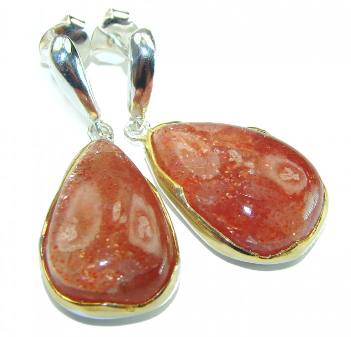 Excellent quality golden Calcite 14K Gold over .925 Sterling Silver earrings - photo 2