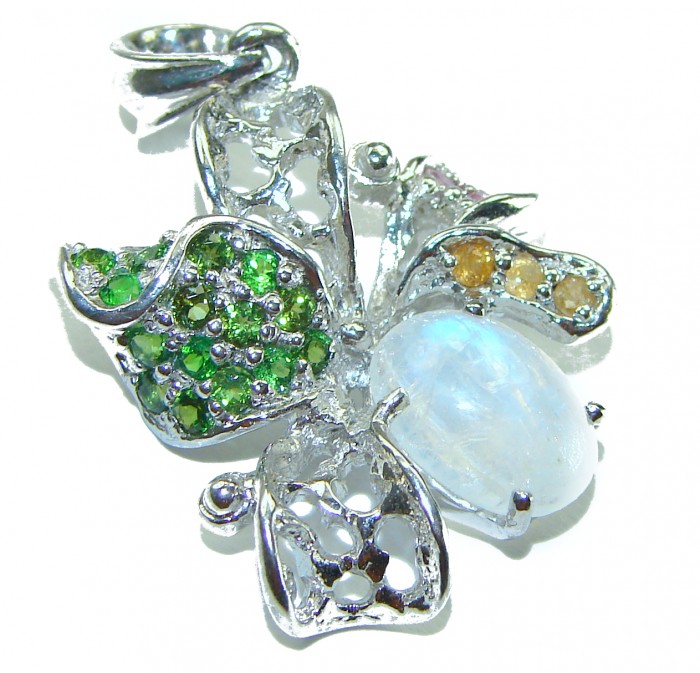 Genuine Rainbow Moonstone .925 Sterling Silver handcrafted pendant - photo 1