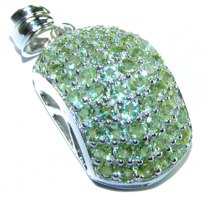Alessia authentic 12.9 carat Peridot .925 Sterling Silver handmade Pendant - photo 2