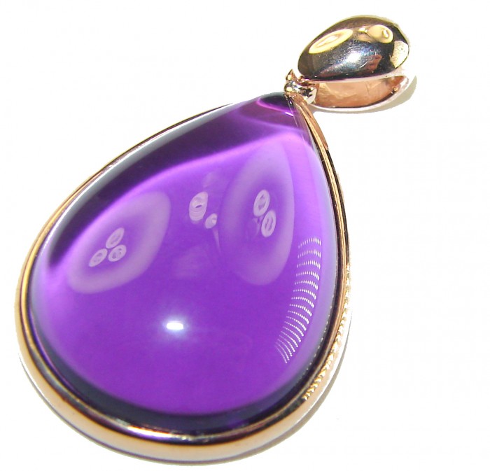Beautiful Simplicity 17.5 carat Amethyst 14K Gold over .925 Sterling Silver handcrafted Pendant - photo 2