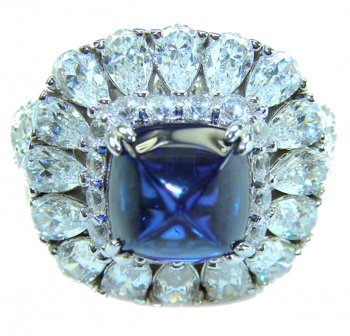 Born to Glam 5.2 carat natural Tanzanite .925 Sterling Silver Perfectly handcrafted Ring s. 7 1/4 - Close-up of Born to Glam 5.2 carat Tanzanite ring in .925 Sterling Silver