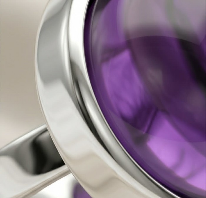 Purple Royalty 20.5 carat Amethyst .925 Sterling Silver Handcrafted Ring size 7 adjustable - Close-up of a purple amethyst set in .925 sterling silver.
