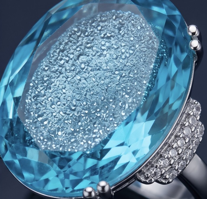 Angelina 14.9 carat authentic Aquamarine .925 Sterling Silver Handcrafted Ring size 8 - Close-up of Angelina 14.9 carat aquamarine stone in sterling silver.