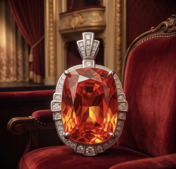 Vivid Energy 36.4 ctw Red Topaz .925 Sterling Silver handcrafted Statement Pendant - photo 2