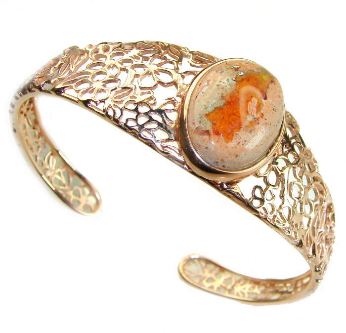 Authentic Mexican Opal handmade 14K Rose Gold over .925 Sterling Silver Bracelet / Cuff - photo 3