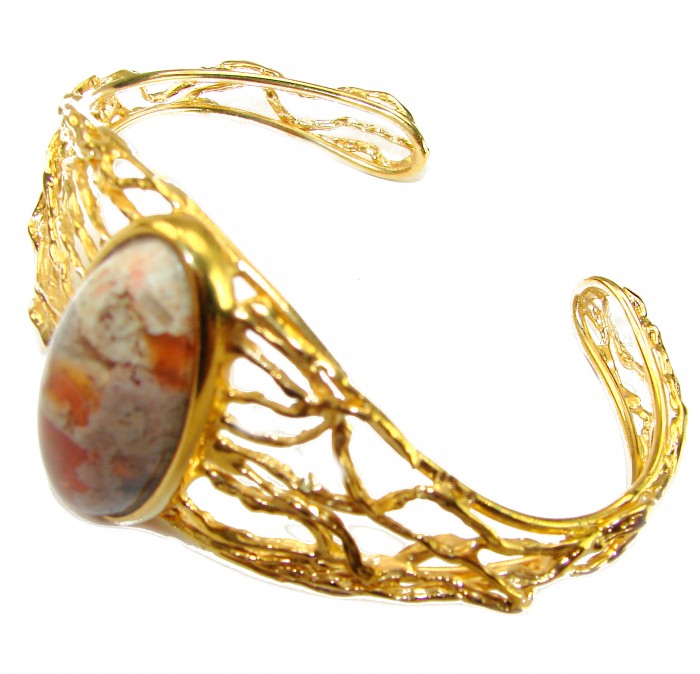 Authentic Mexican Opal handmade 14K Gold over .925 Sterling Silver Bracelet / Cuff - photo 1