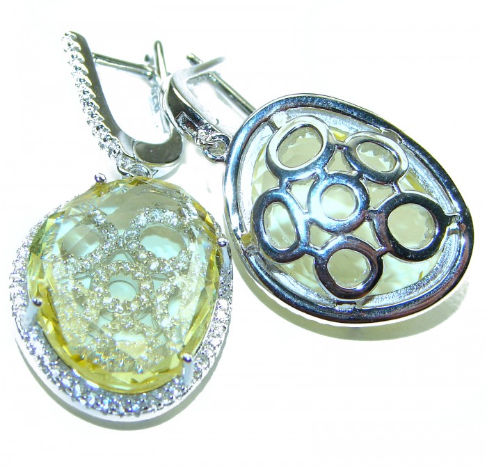 Splendid 14.5 carat Citrine .925 Sterling Silver Handcrafted Earrings - photo 1