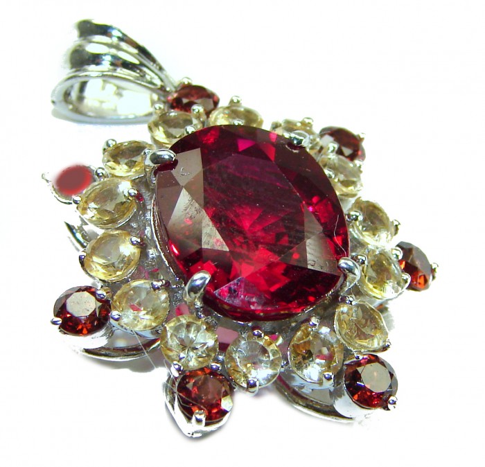 10.5 carat Red Topaz .925 Sterling Silver handmade pendant - photo 3