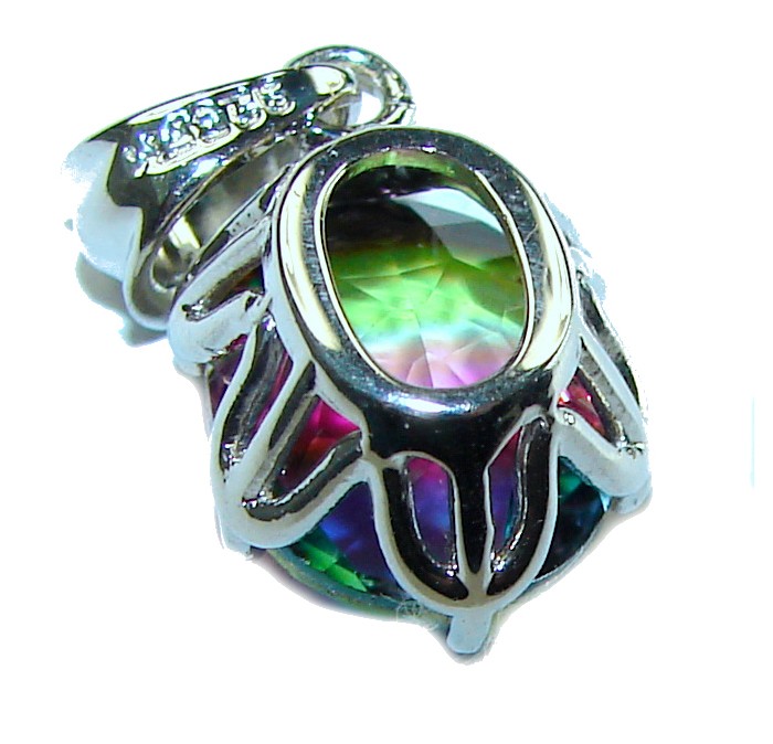 6.8 carat oval cut Brazilian Tourmaline .925 Sterling Silver Perfectly handcrafted pendant - photo 2