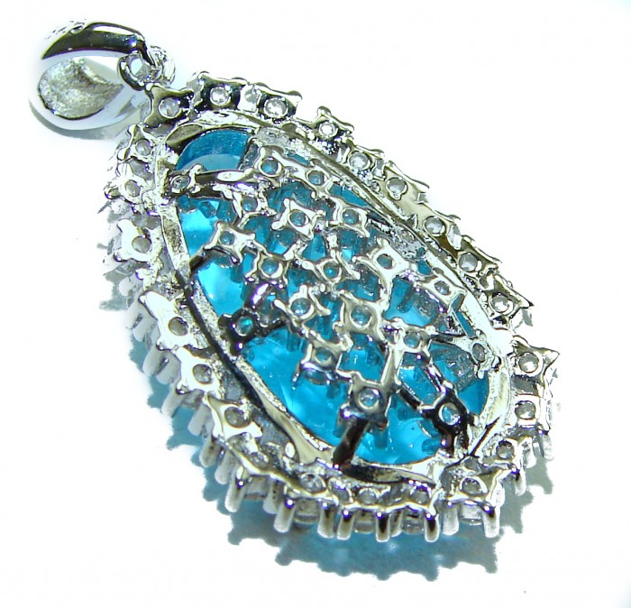 Endless Ocean natural 10.5 carat Swiss Blue Topaz .925 Sterling Silver handcrafted pendant - photo 1
