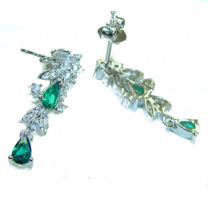 Vintage style - Timless Treasure 4.5 carat Chrome Diopside .925 Sterling Silver handcrafted earrings - photo 1