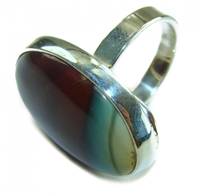 Genuine Top quality Imperial Jasper .925 Sterling Silver handcrafted ring s. 8 - Side view of Imperial Jasper sterling silver ring