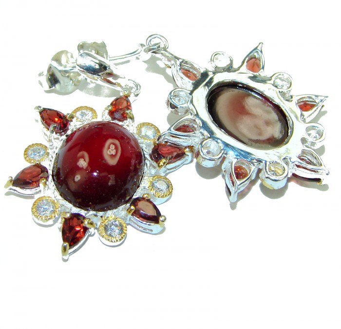 Spectacular Garnet 14K Gold over .925 Sterling Silver handcrafted earrings - photo 2