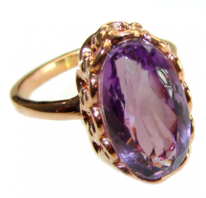 Dramatic design 15.8 carat Amethyst 18K Rose Gold over .925 Sterling Silver Handcrafted Ring size 9 1/2 - photo 3