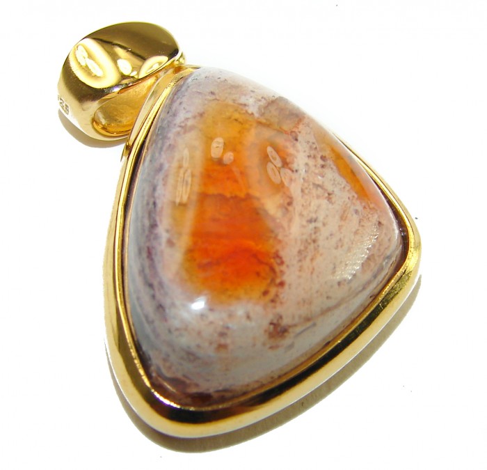 Inner Fire 21.5 carat Mexican Fire Opal 18K Gold over .925 Sterling Silver handmade Pendant - photo 2