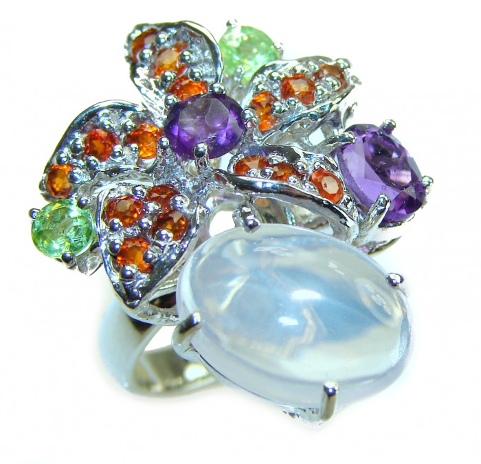 Authentic 9.5 carat Brazilian Rose Quartz .925 Sterling Silver incredible Ring size 7 - photo 2