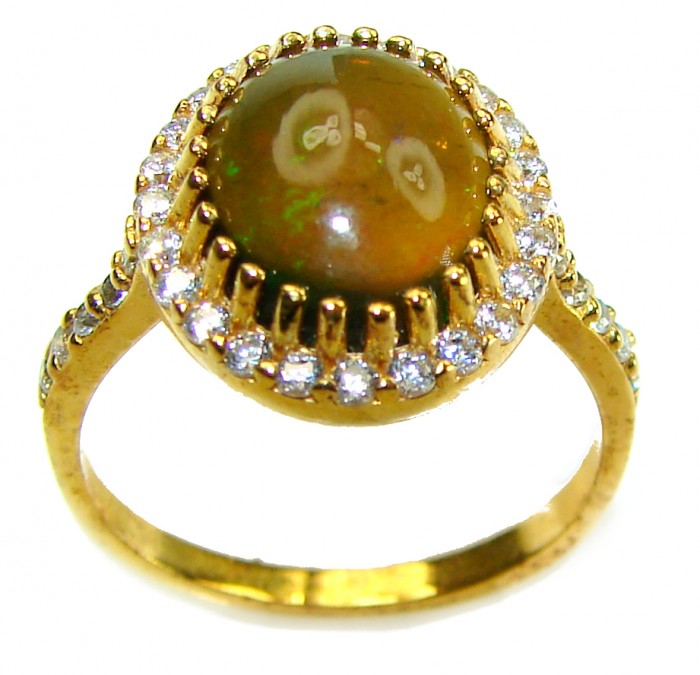 A COSMIC POWER Genuine 10.2 carat Black Opal 18K Gold over .925 Sterling Silver handmade Ring size 8 - photo 3