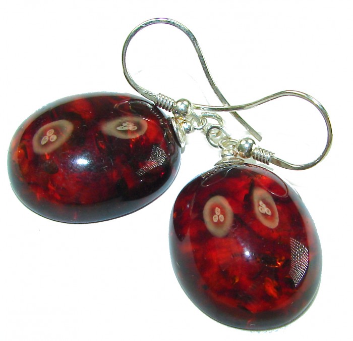 Baltic Polish Amber .925 Sterling Silver Earrings - photo 2
