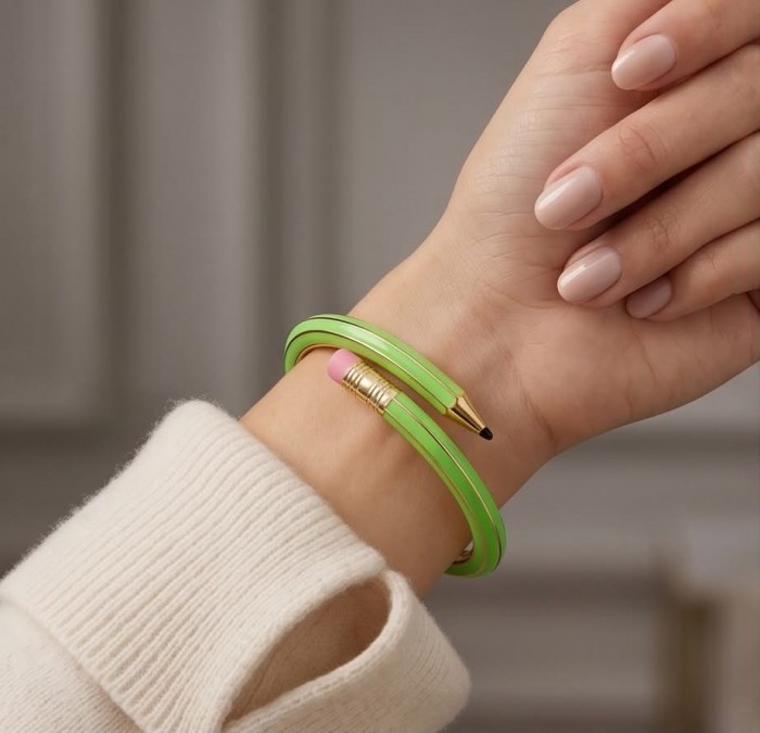 Pencil Enamel Hinge Bangle in Pastel Green Color Fashion Bracelet - photo 1