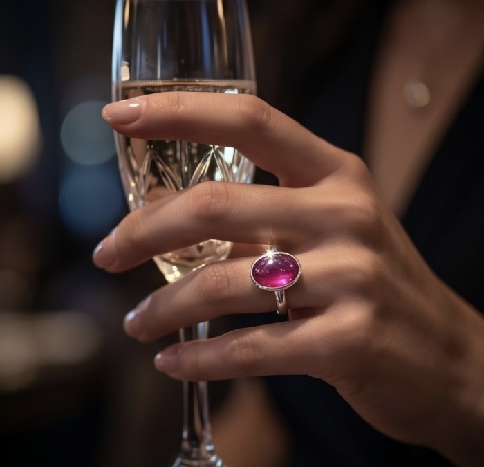 Bella Rosa Genuine 10.5 CARAT Star Ruby rhodium over .925 Sterling Silver Large Statement Ring size 10 - Worn on hand: 10.5 CARAT Star Ruby ring with rhodium over .925 silver.