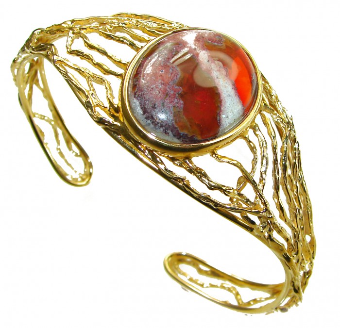 Authentic Mexican Opal handmade 14K Gold over .925 Sterling Silver Bracelet / Cuff - photo 4
