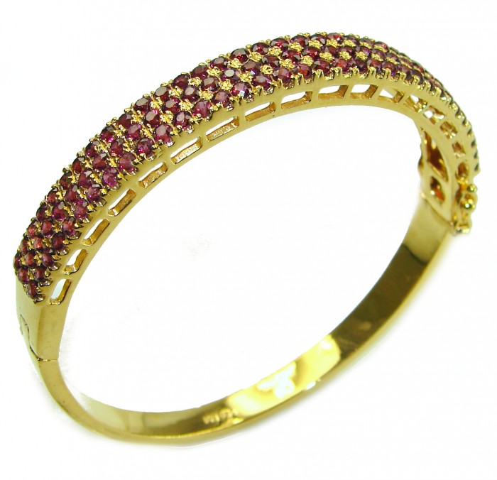 Miabella Ruby 14K Gold over .925 Sterling Silver handmade bangle Bracelet - photo 2