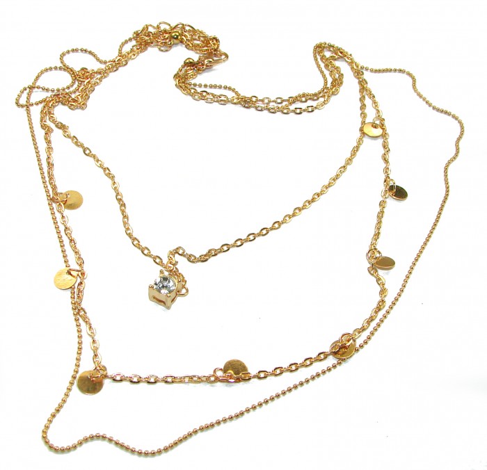 Multilayer Necklace Gold over .925 Sterling Silver handcrafted necklace - photo 3