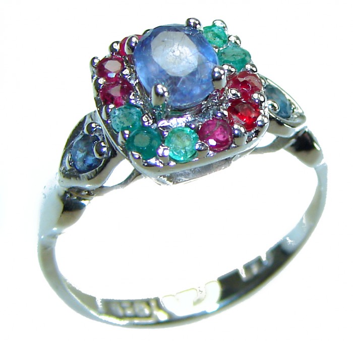 Fiesta 0.6 carat African Tanzanite .925 Sterling Silver Handcrafted Ring size 7 - photo 3