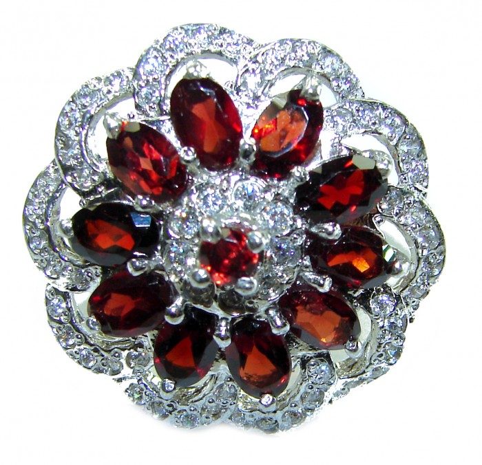 Carmen authentic 10.5 carat Garnet .925 Sterling Silver handcrafted Ring size 6 1/2 - photo 2