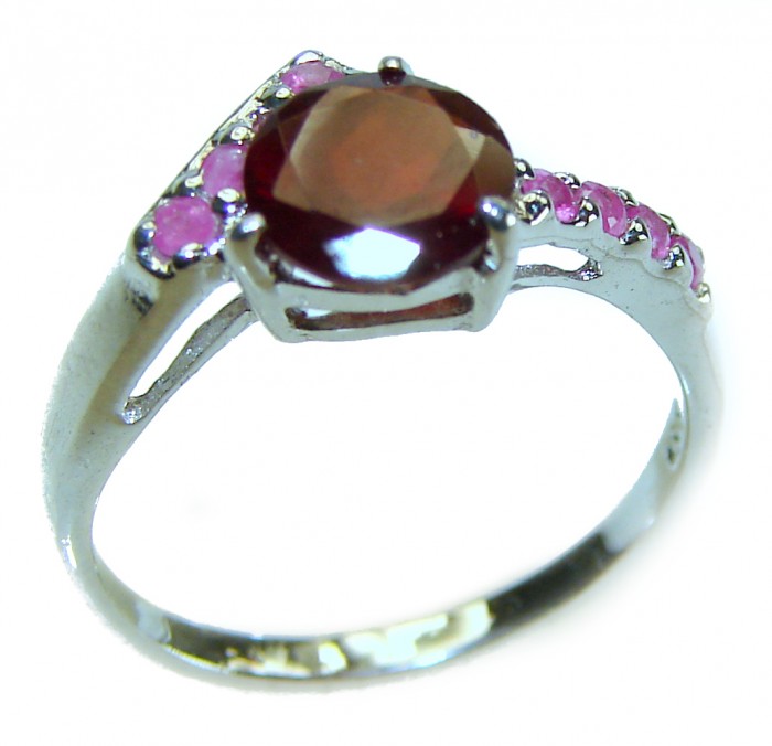 Rose Garden 2.5 carat Authentic Garnet .925 Sterling Silver handcrafted Ring size 6 1/4 - photo 3