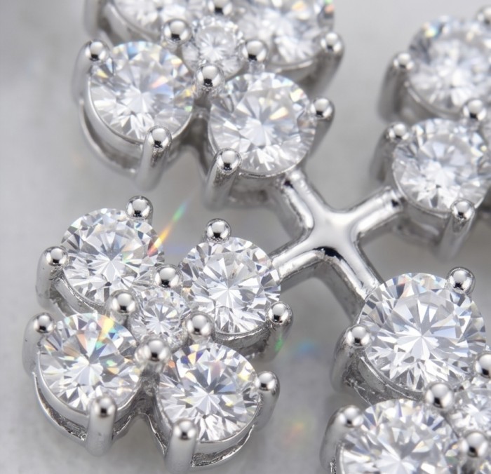 Celtic Cross Luxurious 10.5 carat Moissanite .925 Sterling Silver handmade Earrings - Close-up of Celtic Cross luxury moissanite on sterling silver.