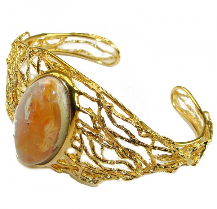 Authentic Mexican Opal handmade 14K Gold over .925 Sterling Silver Bracelet / Cuff - photo 2