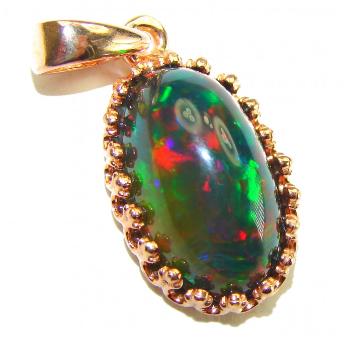 Milky Way 9.7 carat Authentic Black Opal 18K Gold over .925 Sterling Silver handmade Pendant - photo 3
