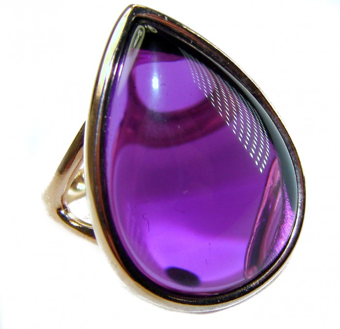 Purple Tear 22.2 carat Amethyst 14K Gold over .925 Sterling Silver Handcrafted Large Ring size 6 3/4 - photo 3