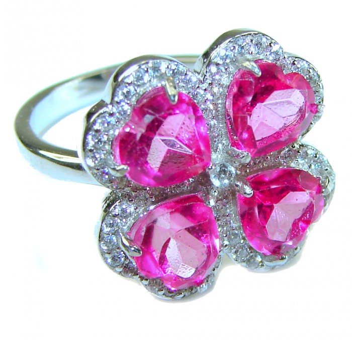 A Spark of Sweetness 8.8 carat Hot Pink Sapphire .925 Sterling Silver handcrafted Cocktail Ring s. 6 - photo 3