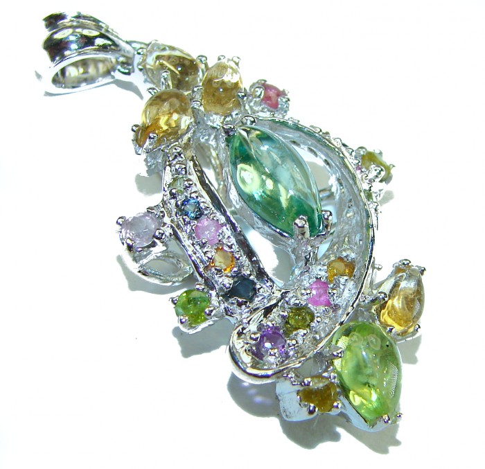 Allure authentic 6.4 carat Green Amethyst Peridot .925 Sterling Silver handmade Pendant - photo 3