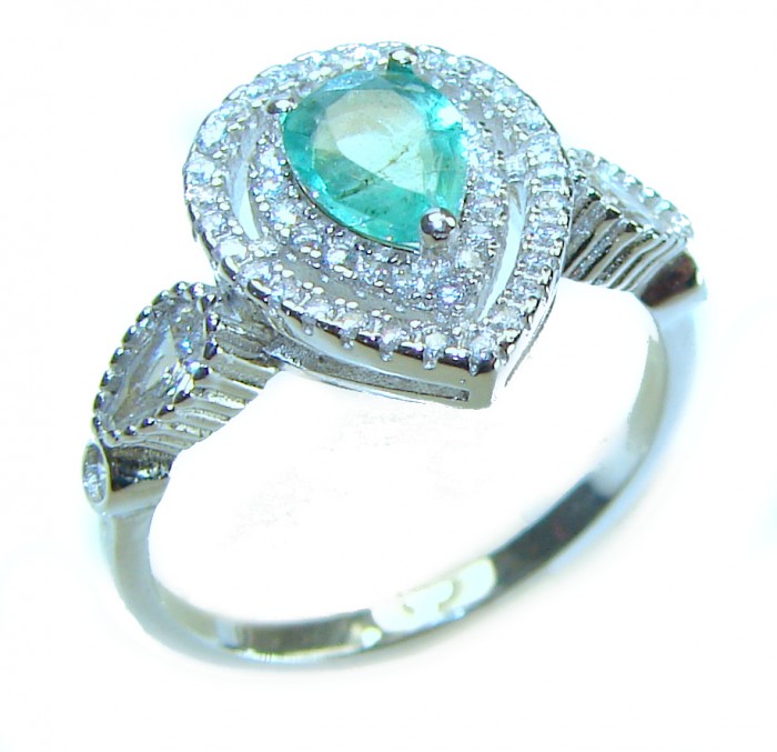 Pure Perfection 4.5 carat mint Apatite .925 Silver handcrafted Ring s. 8 - photo 3
