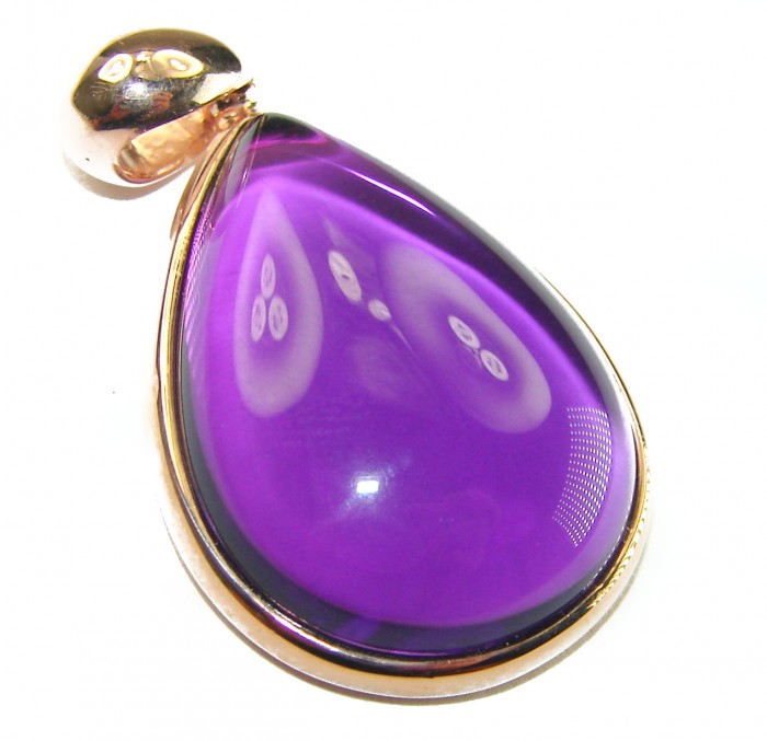 Beautiful Simplicity 17.5 carat Amethyst 14K Gold over .925 Sterling Silver handcrafted Pendant - photo 3