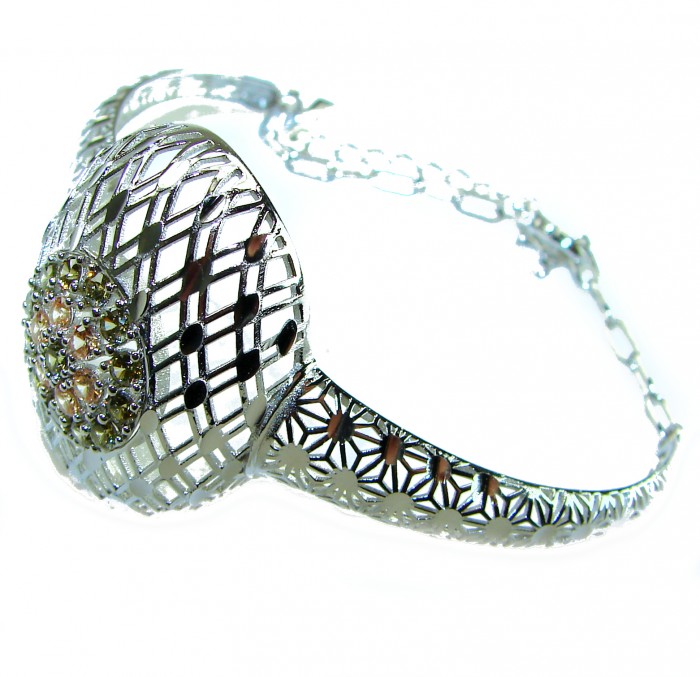 Aphrodite - Solid 4.5 multicolor Sapphire .925 Sterling Silver handcrafted Bracelet - Side view of Aphrodite multicolor Sapphire sterling silver bracelet