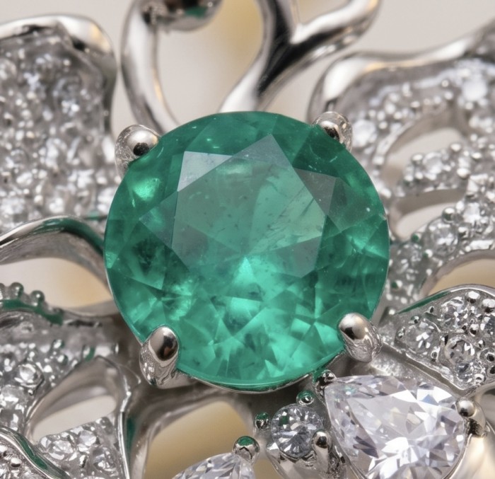 Eau Pure 6.5 carat Paraiba Tourmaline .925 Sterling Silver Handcrafted Ring size 6 1/4 - Close-up of Eau Pure Paraiba Tourmaline in sterling silver setting.