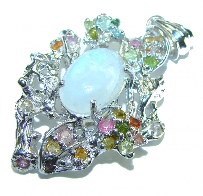 Genuine Fire Moonstone .925 Sterling Silver handcrafted pendant - photo 3