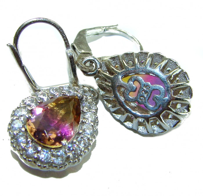 6.2 carat Ametrine .925 Sterling Silver entirely handmade earrings - photo 1
