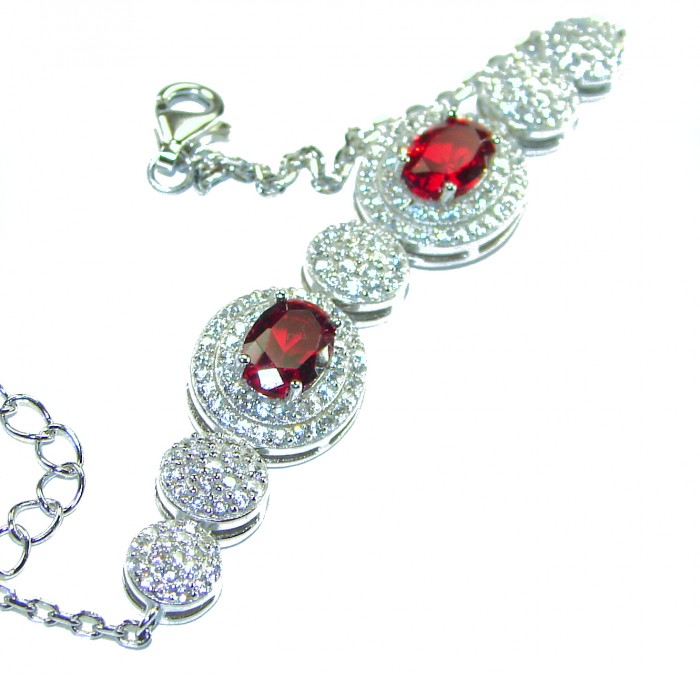 Alessia Watermelon Ruby .925 Sterling Silver handmade Bracelet - photo 3