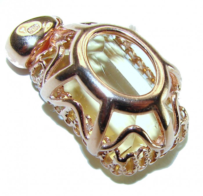 10.3 carat Lemon Quartz 14K Gold over .925 Sterling Silver handcrafted pendant - photo 1