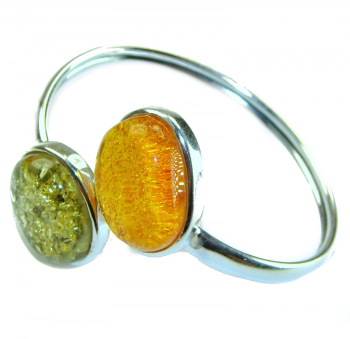 Stylish two colors Genuine Baltic Amber .925 Sterling Silver handamde Bracelet - photo 1