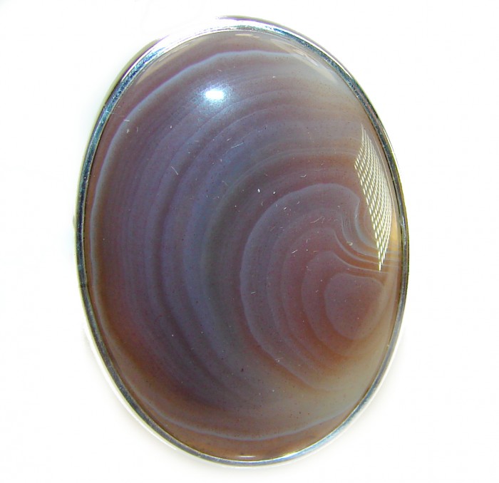 Top Quality Botswana Agate .925 Sterling Silver handcrafted Ring s. 8 adjustable - Close-up of Botswana Agate set in .925 Sterling Silver.